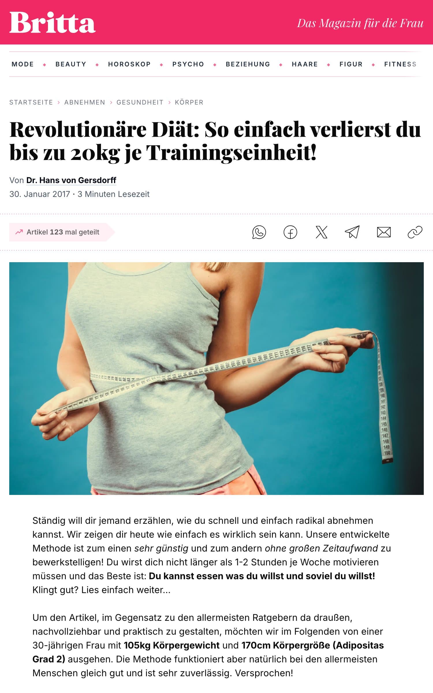 Artikelseite der Britta — Neu